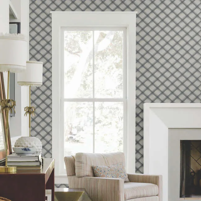 Candice Olson Bayside Basket Weave wallpaper, color Navy, SKU EV3969