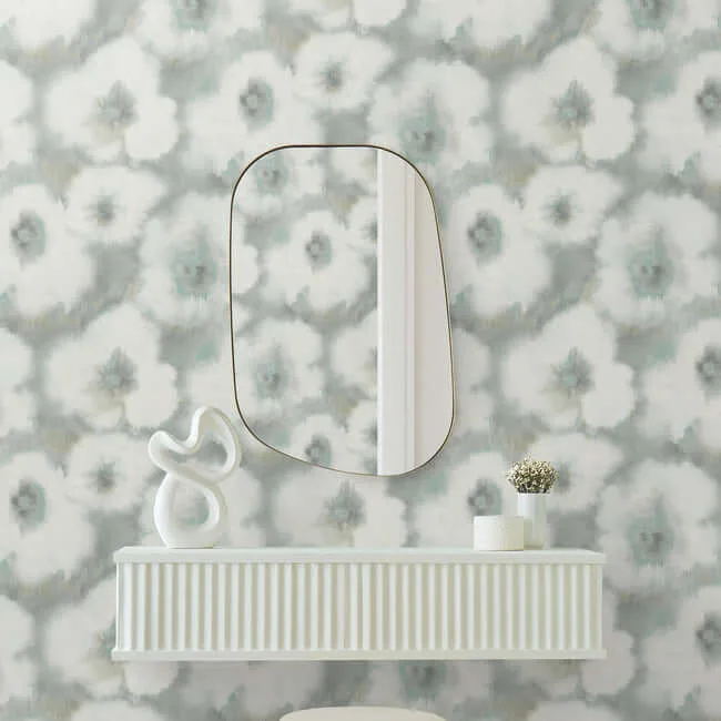 Candice Olson Blended Floral wallpaper, color Aqua, SKU EV3961