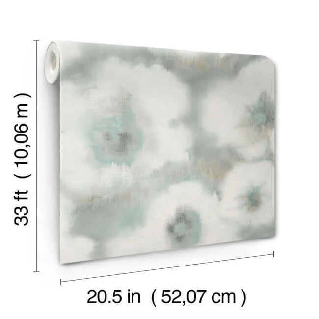 Candice Olson Blended Floral wallpaper, color Aqua, SKU EV3961