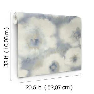 Candice Olson Blended Floral wallpaper, color Blue, SKU EV3964