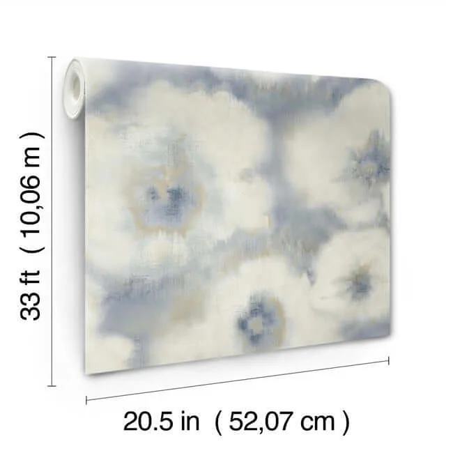 Candice Olson Blended Floral wallpaper, color Blue, SKU EV3964