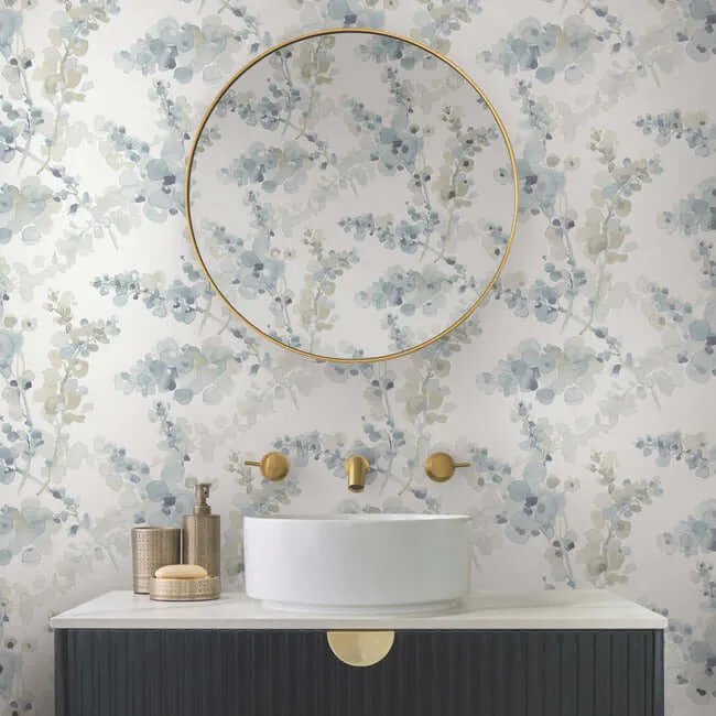 Candice Olson Blossom Fling - Blue Wallpaper | Buy Online Candice Olson Blossom Fling wallpaper, color Blue, SKU EV3974