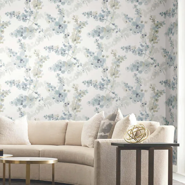 Candice Olson Blossom Fling - Blue Wallpaper | Buy Online Candice Olson Blossom Fling wallpaper, color Blue, SKU EV3974