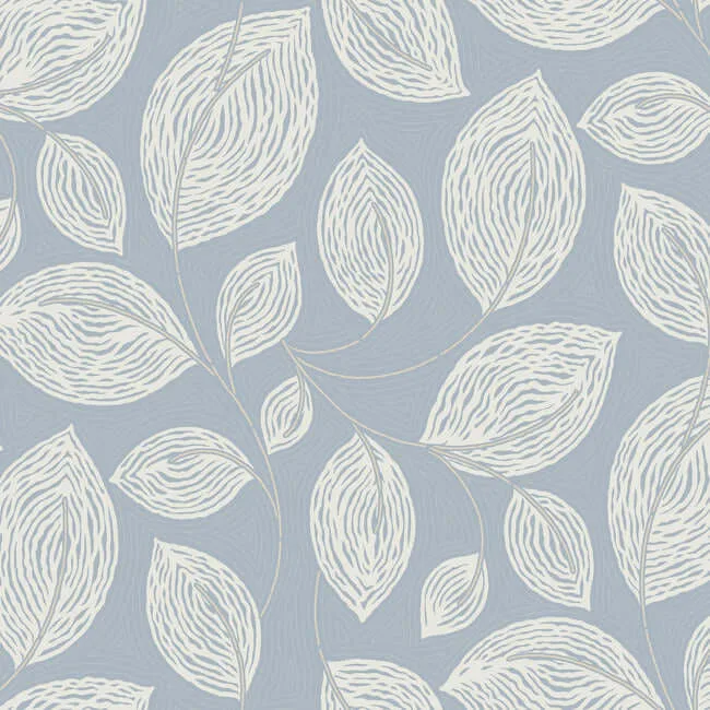 Candice Olson Contoured Leaves wallpaper, color Indigo Blue, SKU EV3925