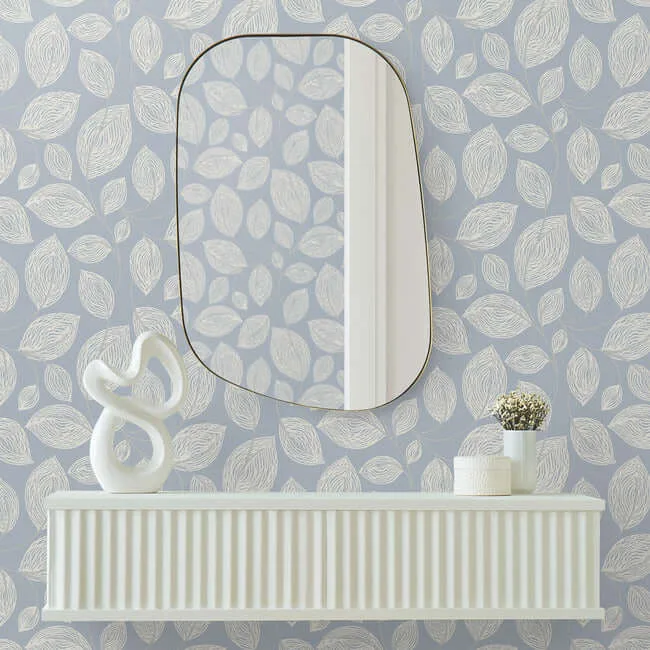 Candice Olson Contoured Leaves - Indigo Blue Wallpaper | Buy Online Candice Olson Contoured Leaves wallpaper, color Indigo Blue, SKU EV3925