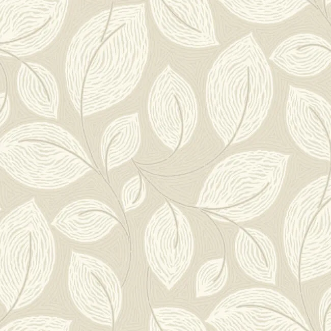 Candice Olson Contoured Leaves wallpaper, color Sand, SKU EV3923