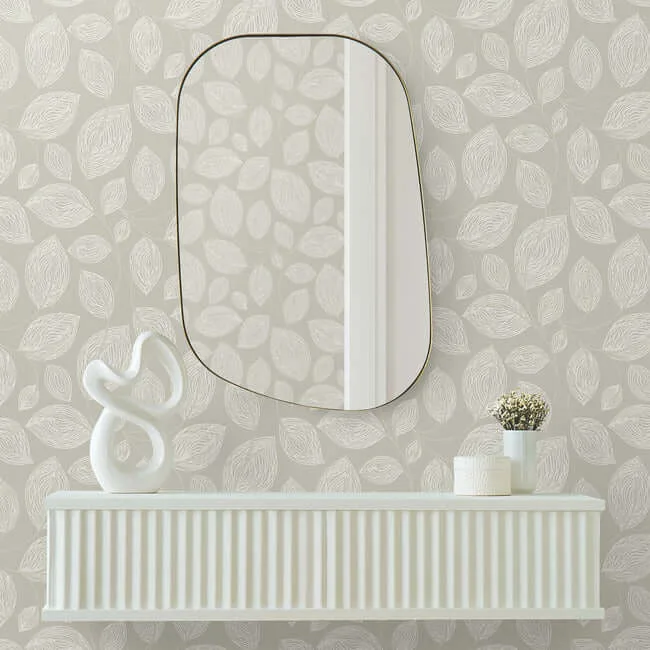 Candice Olson Contoured Leaves - Taupe Wallpaper | Buy Online Candice Olson Contoured Leaves wallpaper, color Taupe, SKU EV3922