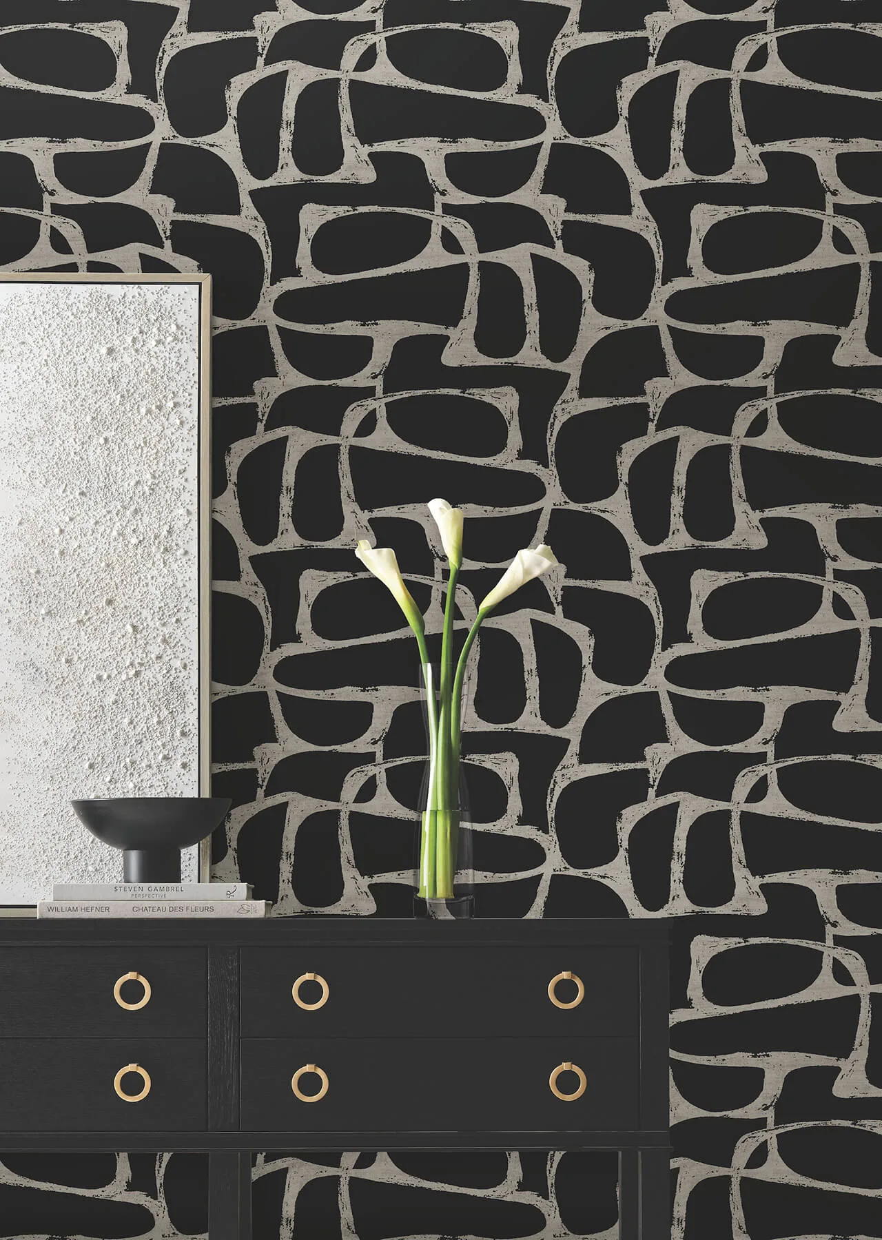 Candice Olson Craftsman Geometric - Black Wallpaper | Buy Online Candice Olson Craftsman Geometric wallpaper, color Black, SKU DF3352
