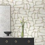 Candice Olson Craftsman Geometric - White & Gold Wallpaper | Buy Online Candice Olson Craftsman Geometric wallpaper, color White & Gold, SKU DF3351
