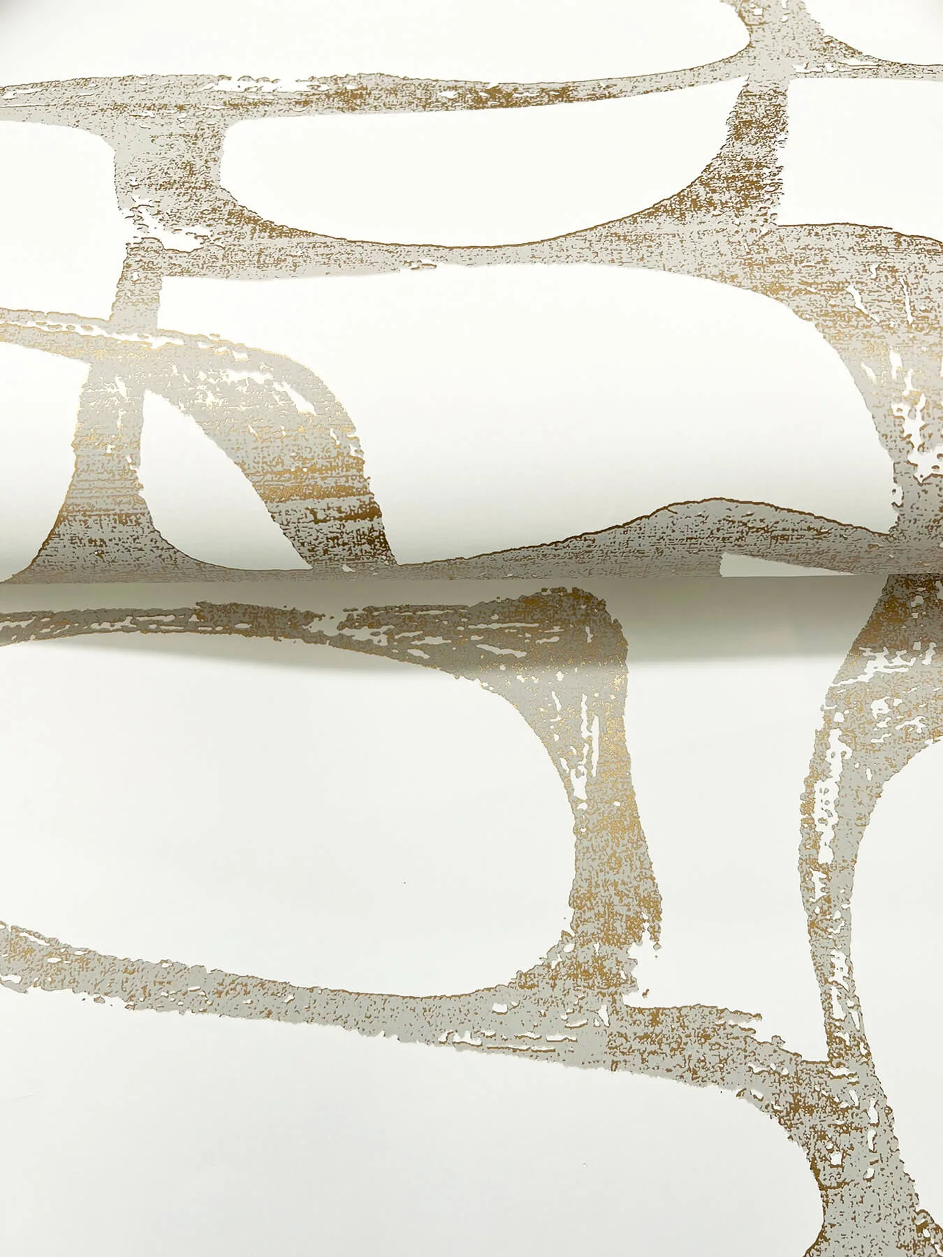 Candice Olson Craftsman Geometric - White & Gold Wallpaper | Buy Online Candice Olson Craftsman Geometric wallpaper, color White & Gold, SKU DF3351
