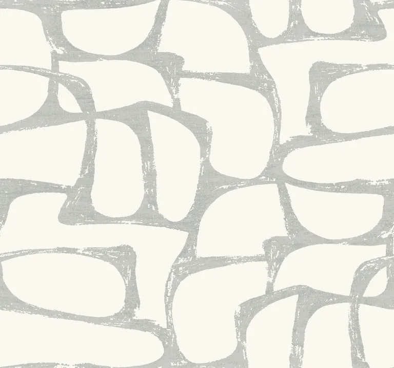 Candice Olson Craftsman Geometric wallpaper, color White & Silver, SKU DF3356