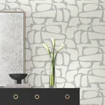 Candice Olson Craftsman Geometric - White & Silver Wallpaper | Buy Online Candice Olson Craftsman Geometric wallpaper, color White & Silver, SKU DF3356