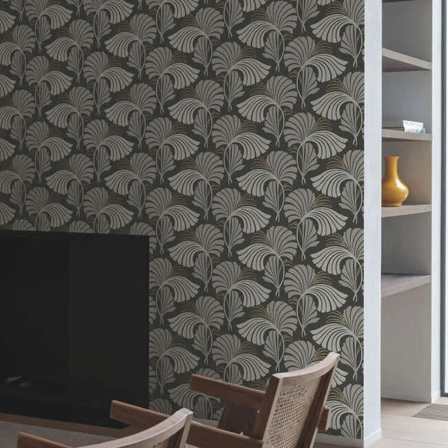 Candice Olson Dancing Leaves - Black Wallpaper | Buy Online Candice Olson Dancing Leaves wallpaper, color Black, SKU DT5134