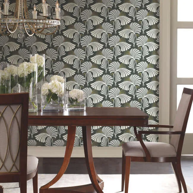 Candice Olson Dancing Leaves - Black Wallpaper | Buy Online Candice Olson Dancing Leaves wallpaper, color Black, SKU DT5134