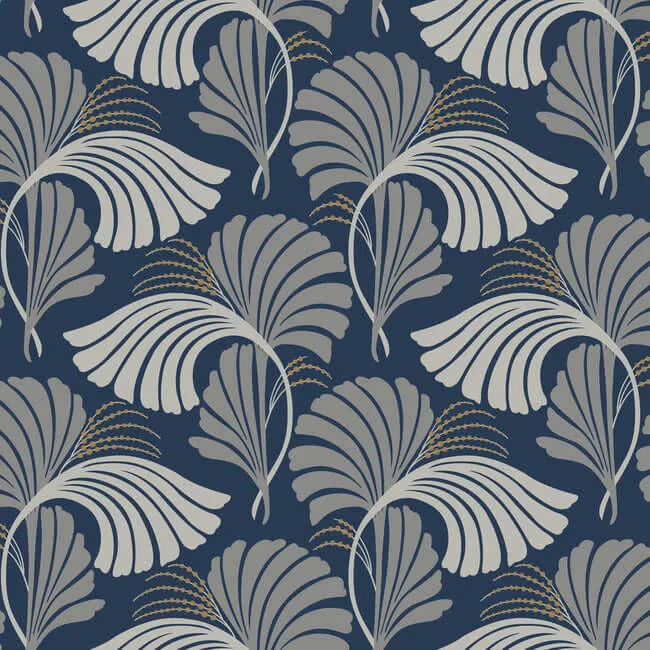 Candice Olson Dancing Leaves wallpaper, color Navy, SKU DT5133
