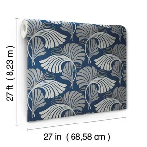 Candice Olson Dancing Leaves wallpaper, color Navy, SKU DT5133
