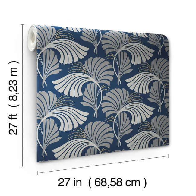 Candice Olson Dancing Leaves wallpaper, color Navy, SKU DT5133