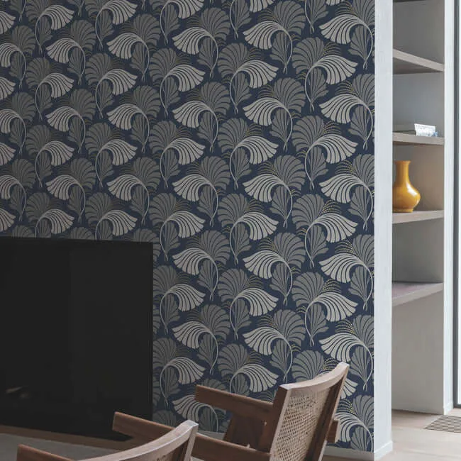 Candice Olson Dancing Leaves - Navy Wallpaper | Buy Online Candice Olson Dancing Leaves wallpaper, color Navy, SKU DT5133