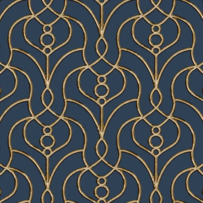 Candice Olson Divine Trellis wallpaper, color Navy, SKU EV3946