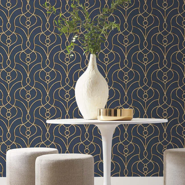 Candice Olson Divine Trellis wallpaper, color Navy, SKU EV3946