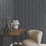 Candice Olson Divine Trellis wallpaper, color Navy, SKU EV3946