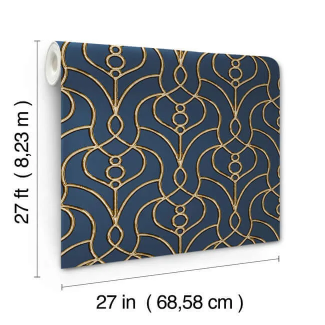 Candice Olson Divine Trellis wallpaper, color Navy, SKU EV3946