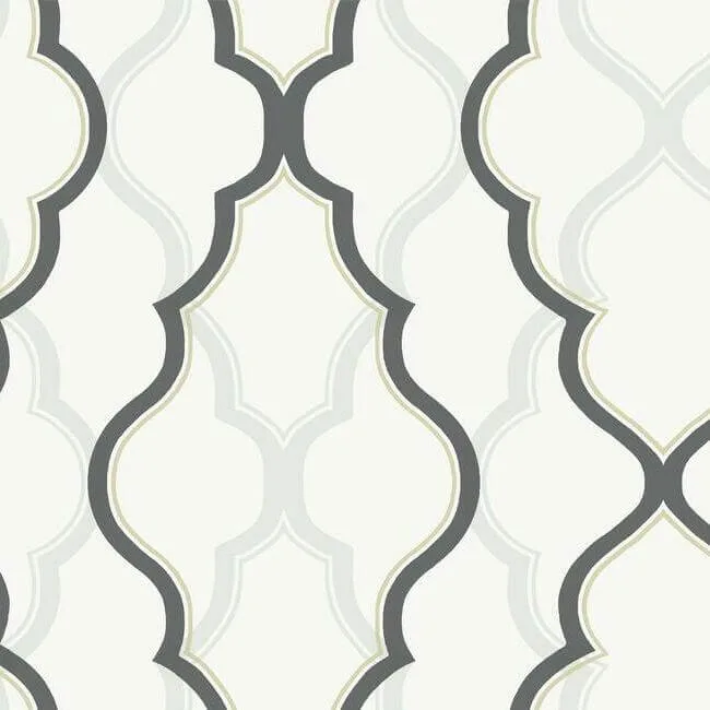 Candice Olson Double Damask wallpaper, color White & Black, SKU CI2391