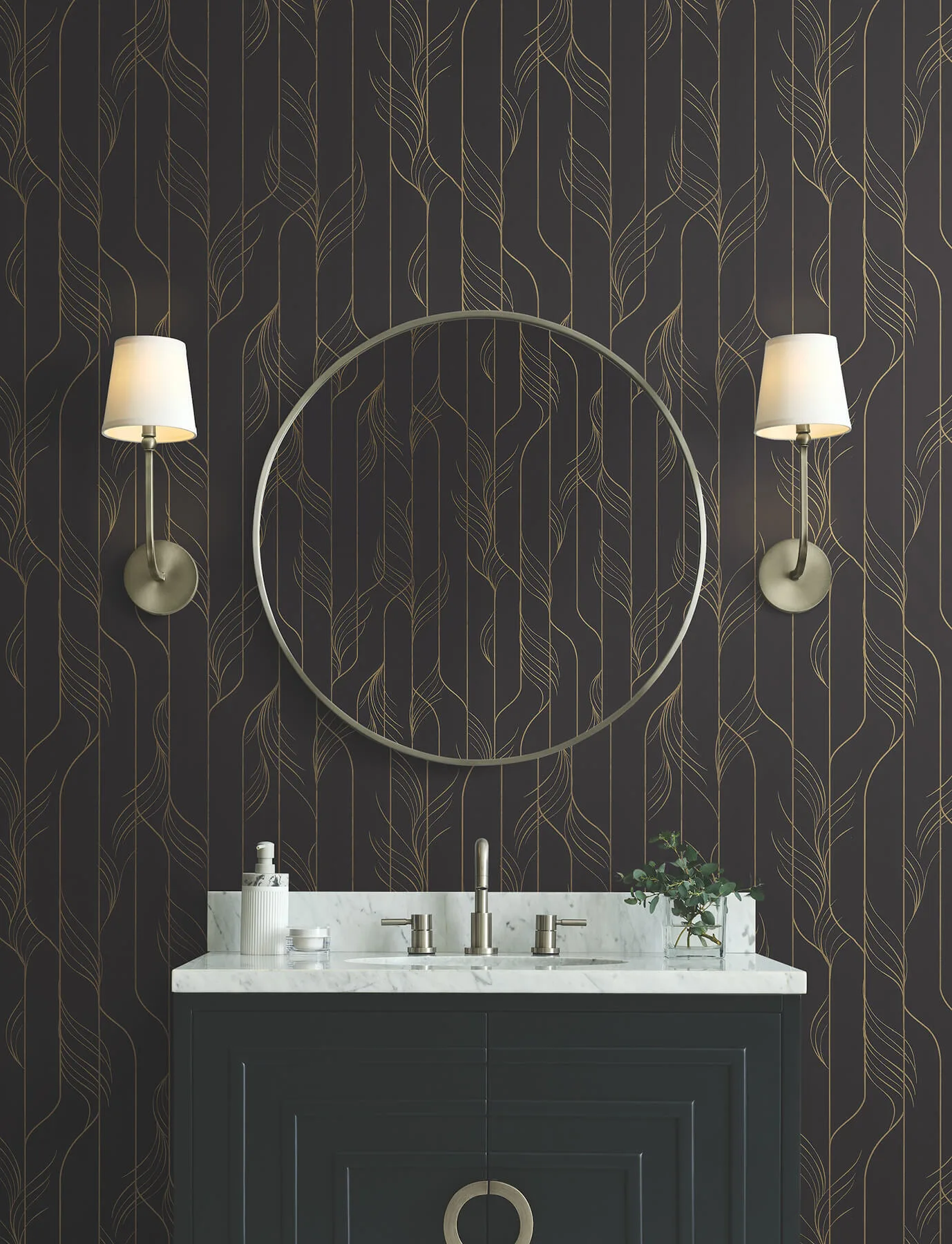 Candice Olson Elemental Thread wallpaper, color Black & Gold, SKU DF3305
