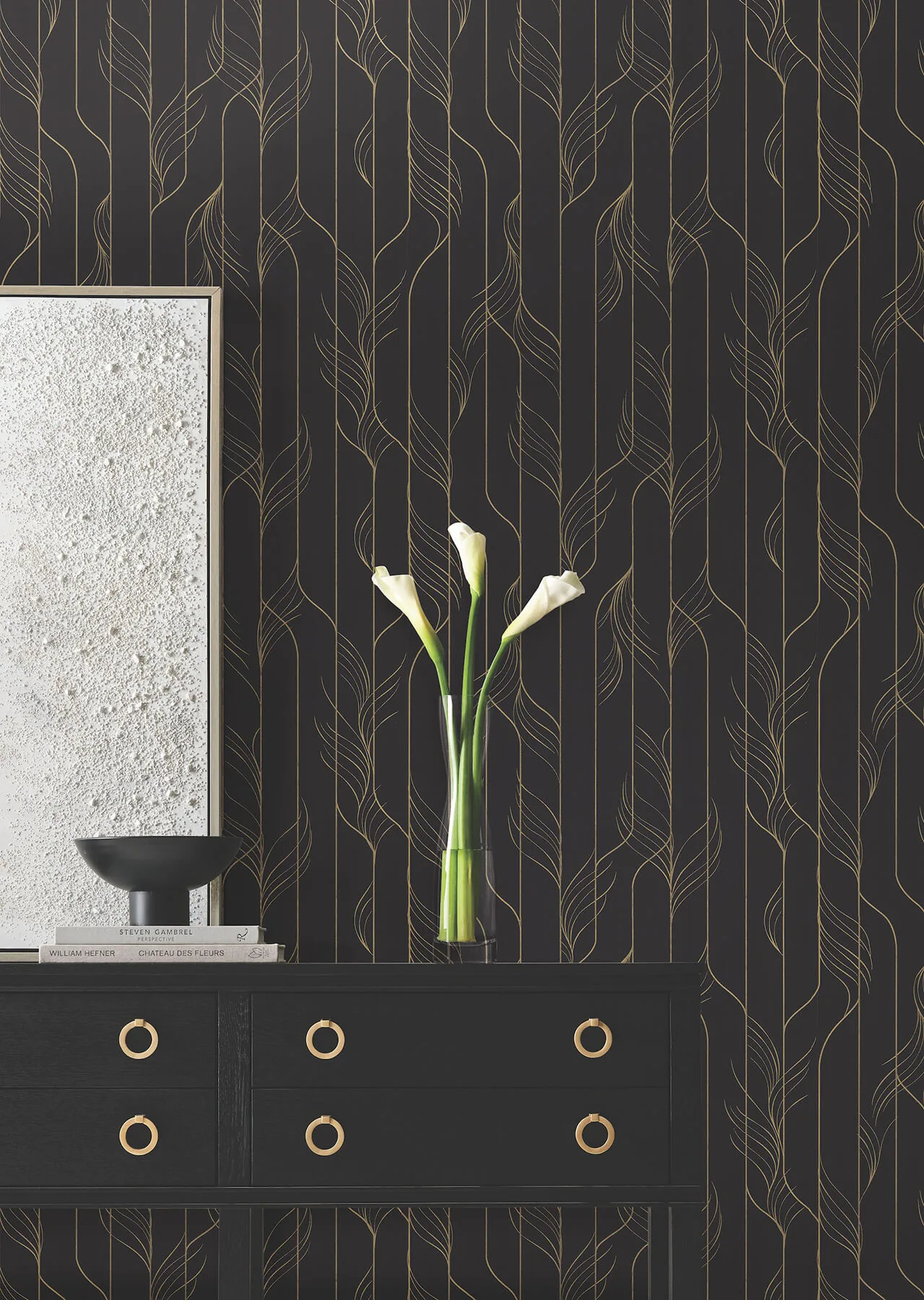 Candice Olson Elemental Thread - Black & Gold Wallpaper | Buy Online Candice Olson Elemental Thread wallpaper, color Black & Gold, SKU DF3305