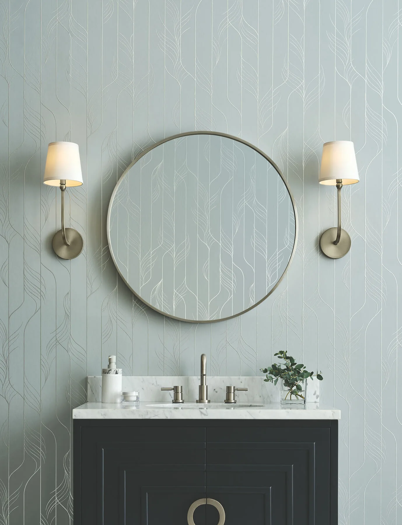 Candice Olson Elemental Thread wallpaper, color Blue & Silver, SKU DF3304