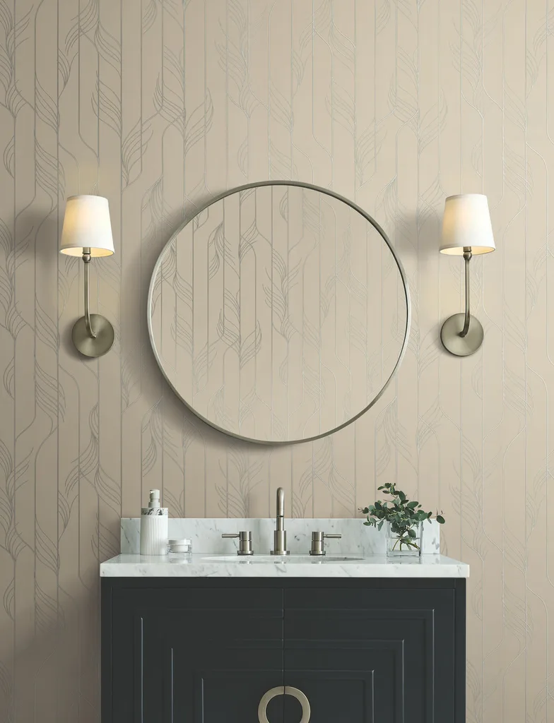 Candice Olson Elemental Thread wallpaper, color Neutral Pearl & Silver, SKU DF3303