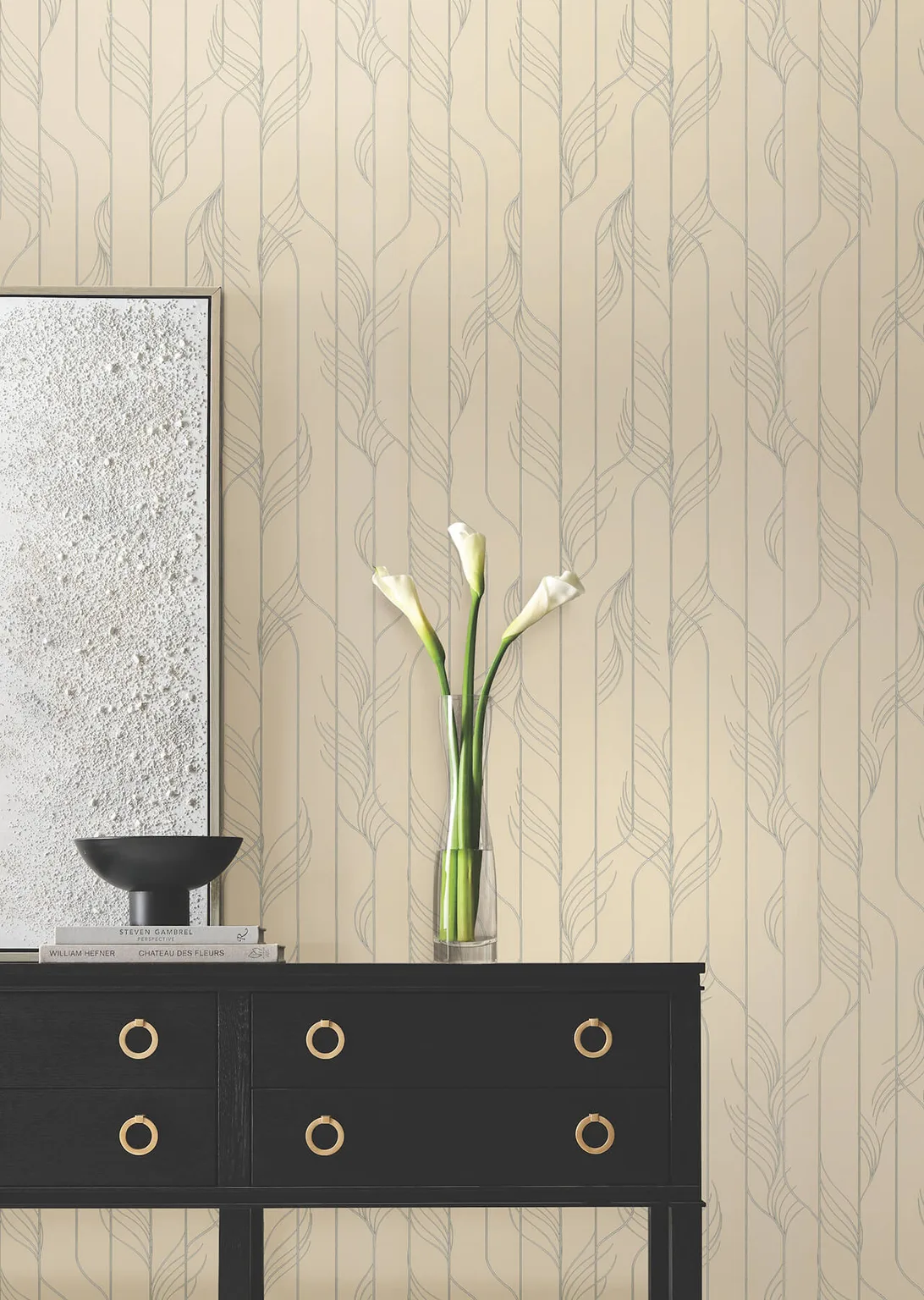 Candice Olson Elemental Thread wallpaper, color Neutral Pearl & Silver, SKU DF3303