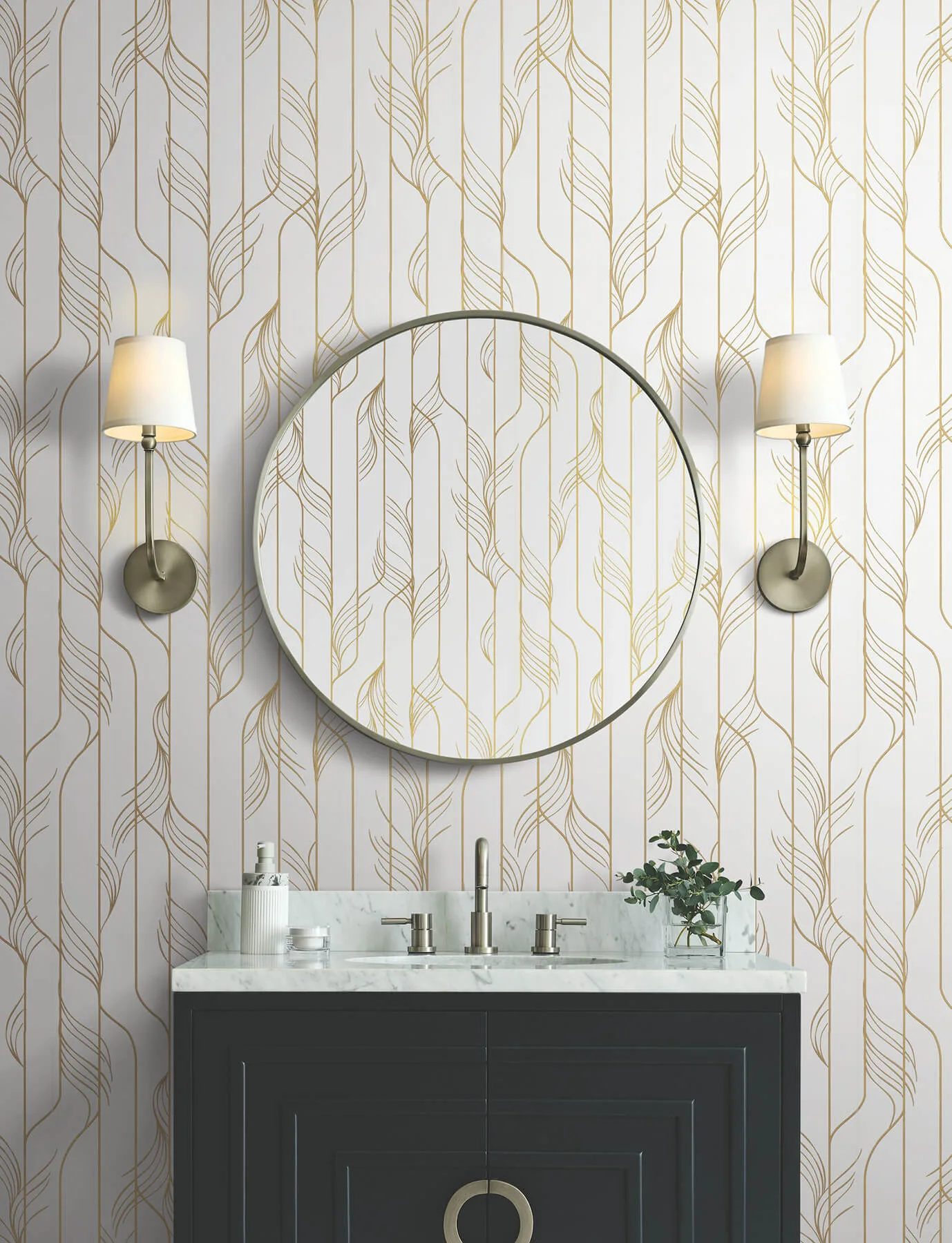 Candice Olson Elemental Thread wallpaper, color White & Gold, SKU DF3301