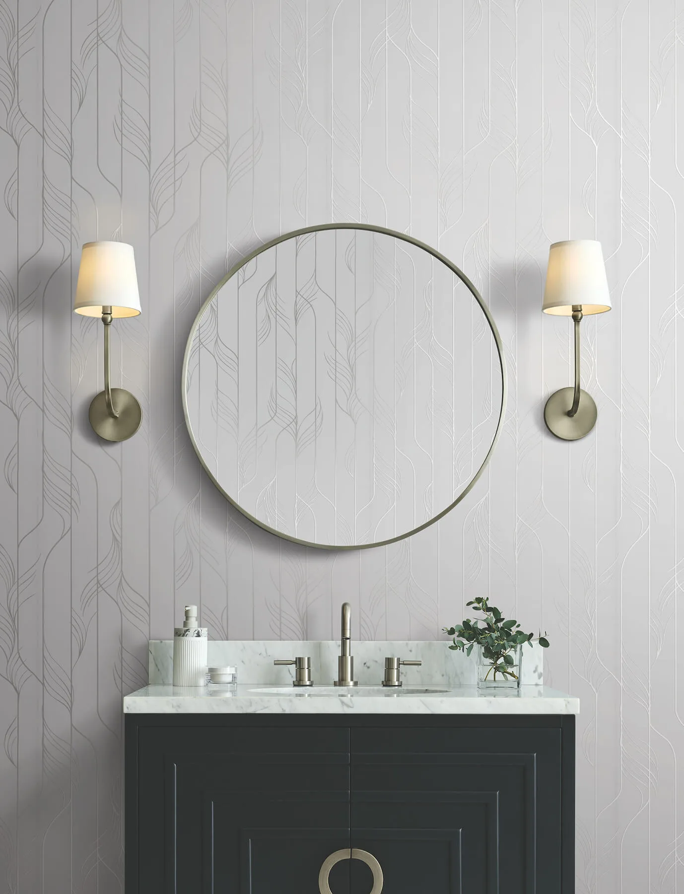 Candice Olson Elemental Thread wallpaper, color White & Silver, SKU DF3302