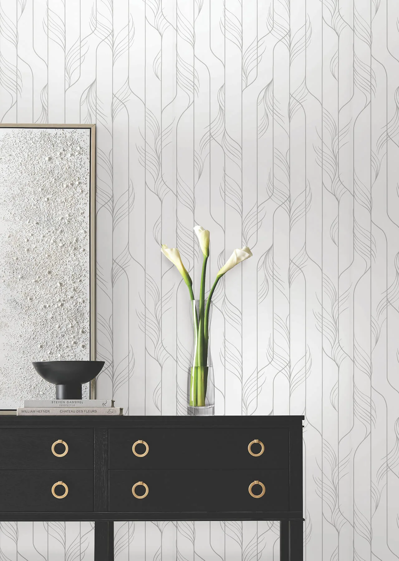 Candice Olson Elemental Thread wallpaper, color White & Silver, SKU DF3302