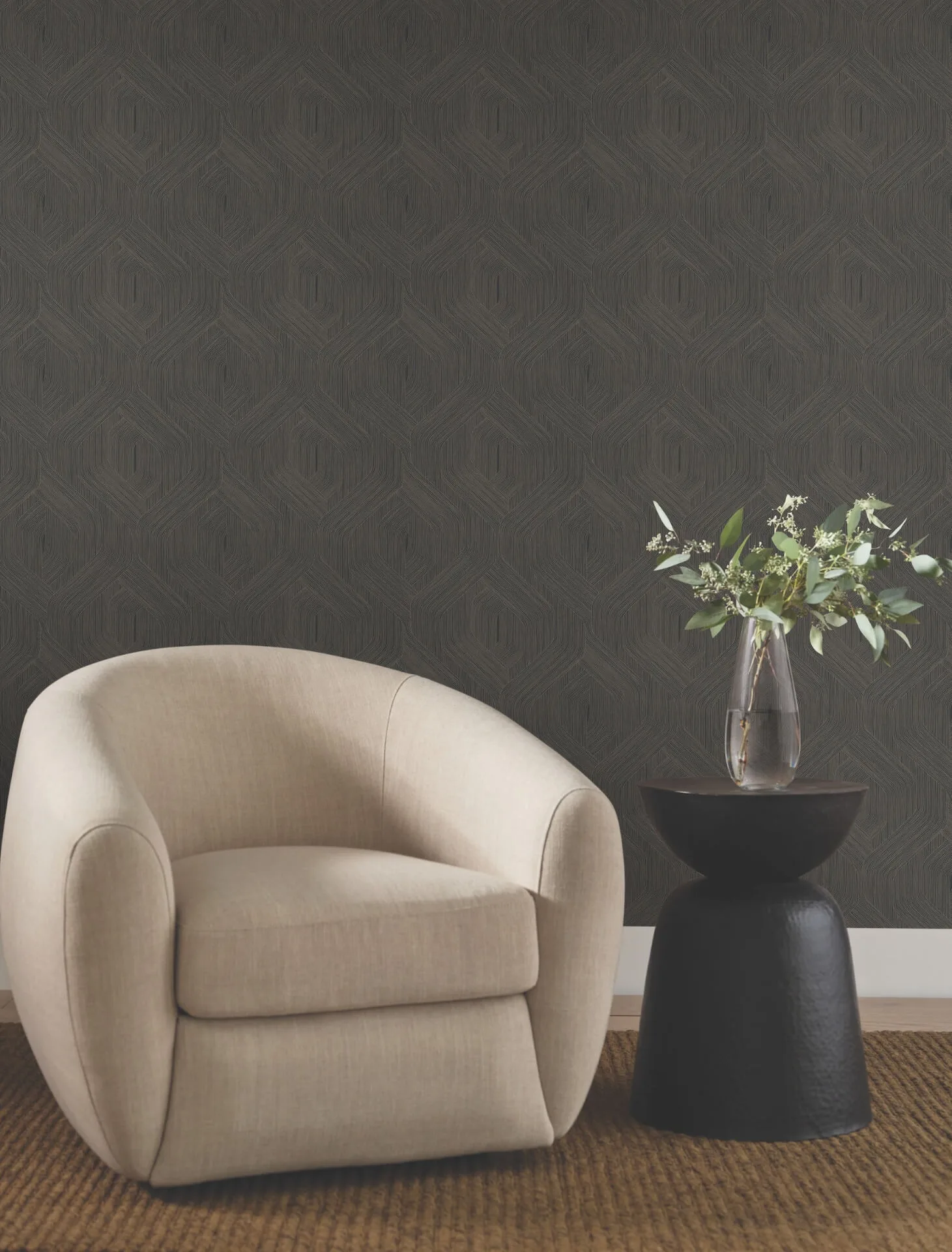 Candice Olson Fine Line - Black Wallpaper | Buy Online Candice Olson Fine Line wallpaper, color Black, SKU NT6192