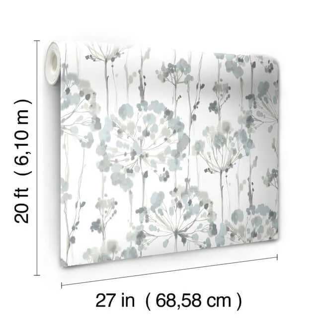 Candice Olson Flourish - Sheer Blue & Grey Wallpaper | Buy Online Candice Olson Flourish wallpaper, color Sheer Blue & Grey, SKU PSW1428RL