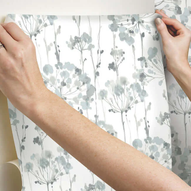 Candice Olson Flourish - Sheer Blue & Grey Wallpaper | Buy Online Candice Olson Flourish wallpaper, color Sheer Blue & Grey, SKU PSW1428RL