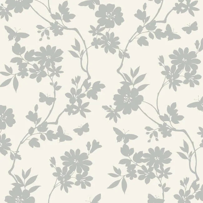 Candice Olson Flutter Vine wallpaper, color White & Silver, SKU DT5023