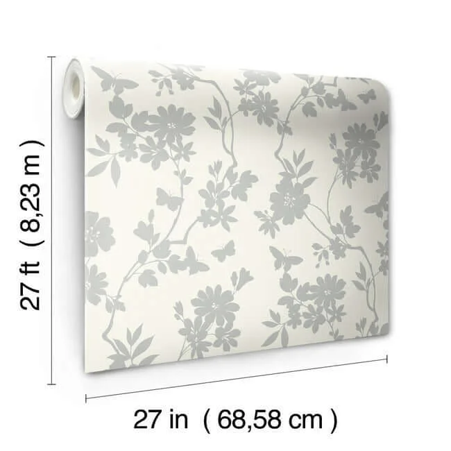 Candice Olson Flutter Vine wallpaper, color White & Silver, SKU DT5023