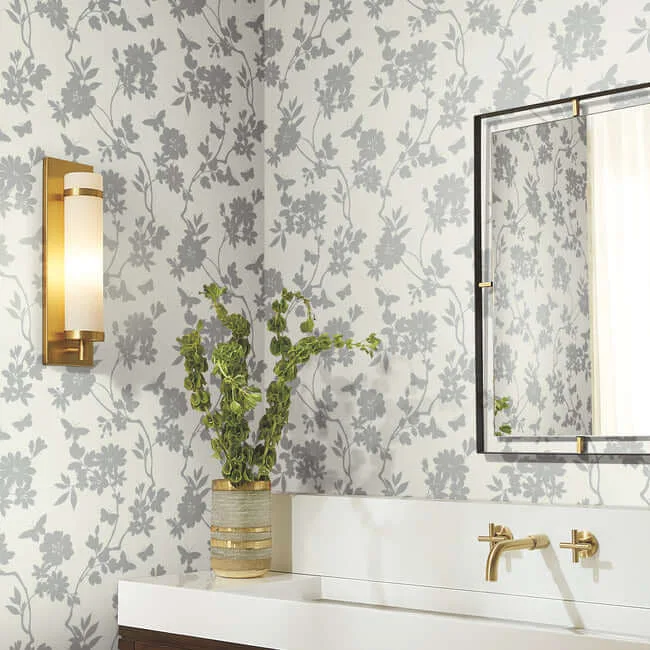 Candice Olson Flutter Vine - White & Silver Wallpaper | Buy Online Candice Olson Flutter Vine wallpaper, color White & Silver, SKU DT5023