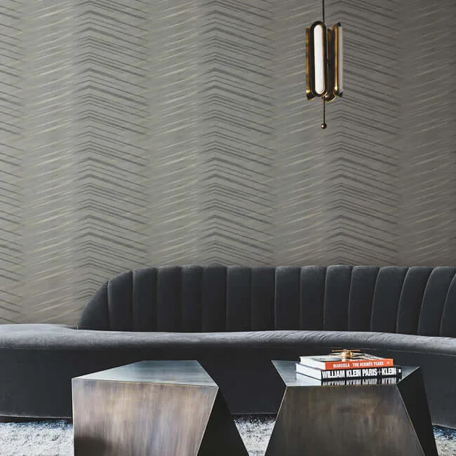 Candice Olson Glistening Chevron wallpaper, color Charcoal, SKU DT5052