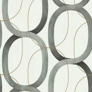 Candice Olson Interlock wallpaper, color Black & Gold, SKU OS4213