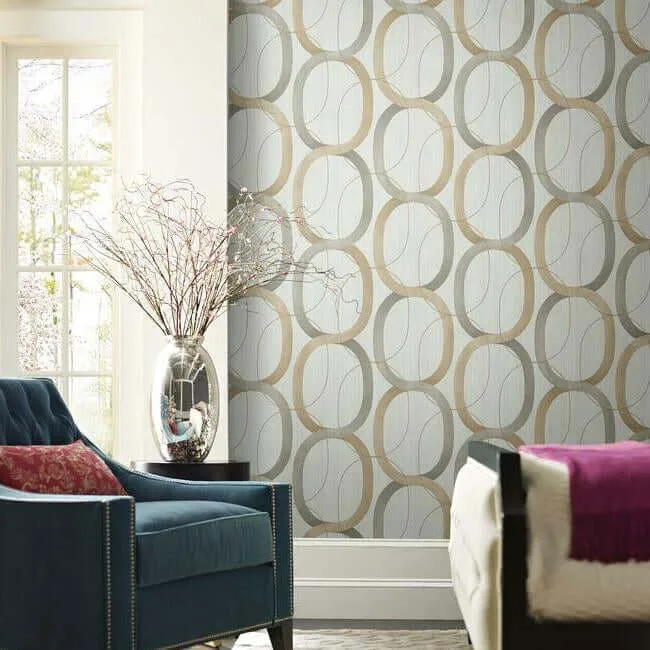 Candice Olson Interlock wallpaper, color Dark Taupe, SKU OS4212