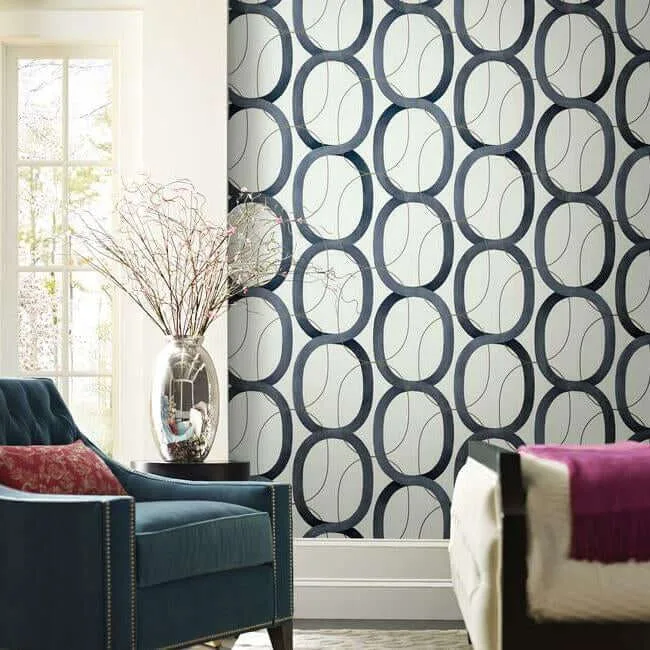 Candice Olson Interlock wallpaper, color Navy, SKU OS4215