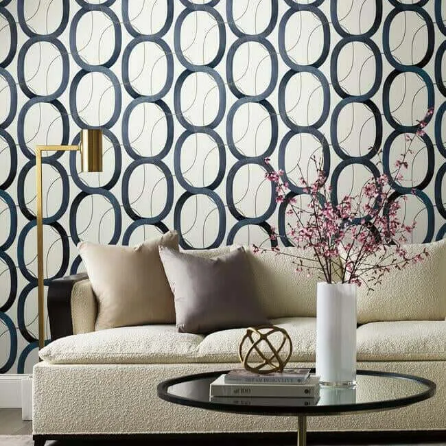 Candice Olson Interlock wallpaper, color Navy, SKU OS4215