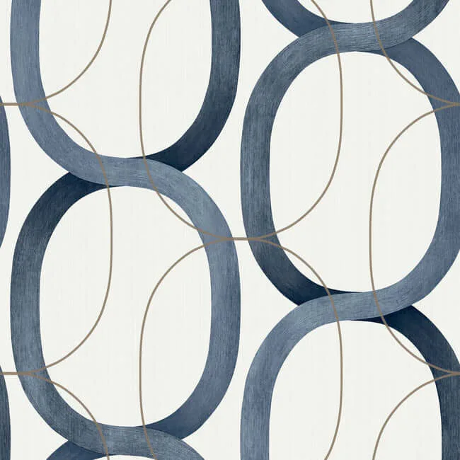 Candice Olson Interlock wallpaper, color Navy, SKU PSW1420RL