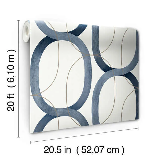 Candice Olson Interlock wallpaper, color Navy, SKU PSW1420RL