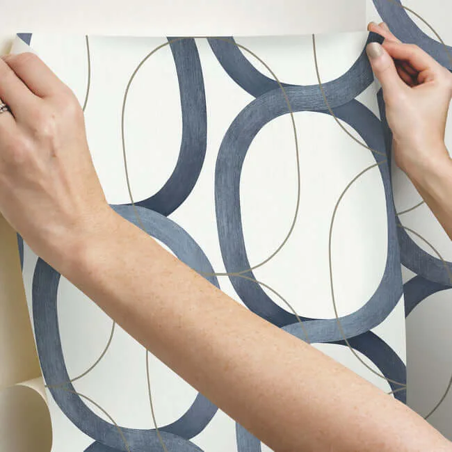 Candice Olson Interlock wallpaper, color Navy, SKU PSW1420RL