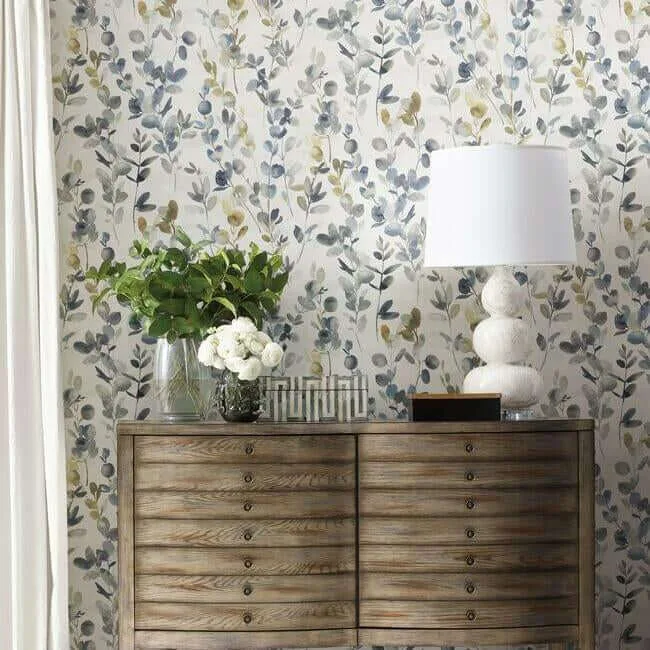 Candice Olson Joyful Eucalyptus wallpaper, color Navy, SKU OS4314